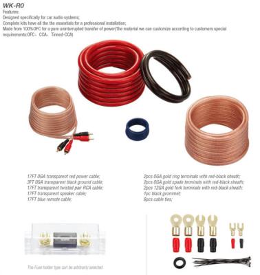 China Car 1/0 Gauge Powerful CCA Amp Wiring Kit 0 GA Car Audio Wiring Harness Kit for sale