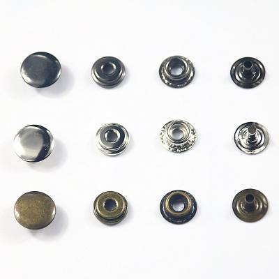 中国 Eco-friendly Dry Cleaning Metal Brass 12.5-15mm Jeans Button Fabric Nickel Free Snap 4 Parts Snap Button Custom Garment 販売のため