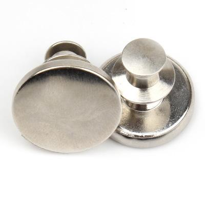 中国 Customized Dry Cleaning Silver Flat Shape Logo Brass Material 17Mm Covered Women Lady Jeans Button 販売のため