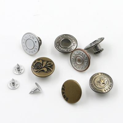 China Dry Cleaning Customize Coat Jeans Buttons Metal Logo Button Gold Plated Round Jeans Buttons And Rivets For Jeans for sale