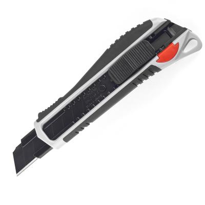 China Heavy Duty Sturdy Slide Aid Open Mark Snap Off Blade Box Knife In SK4 Black Blade 18mm Knife for sale