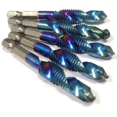 China Blue Combination Drill Tap Kit Metal Drilling Repair Kit Custom Tool Kit Hand Drill Tap Tap Tool Kit for sale