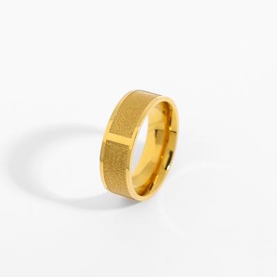 China TRENDY Unique 18K Gold IP Plating Wide Face Band Ring Stainless Steel Engraving Smooth Chunky Finger Ring For Unisex for sale