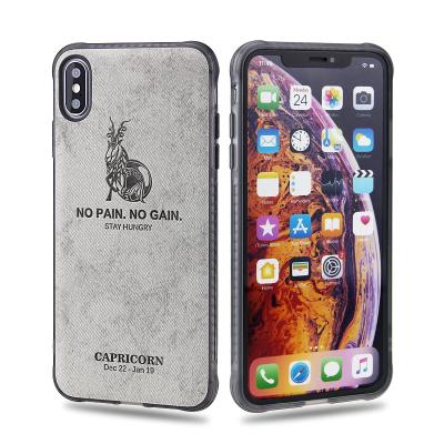 China 1 Fashion Fabric Custom Pattern Embossed Back Cover PU Leather Rugged Case For Iphone X Xs Max Xr Cover 6 6S Plus 7 Plus 8 Plus for sale