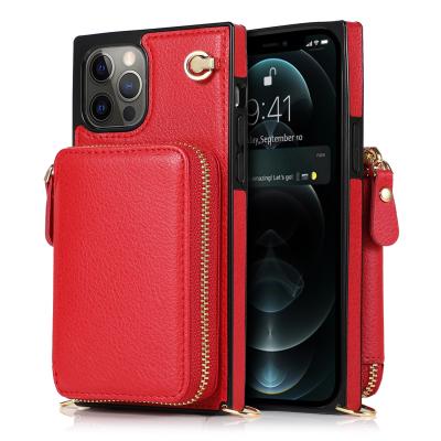 China Eco-friendly Fashion Tri Case Luxury Multifunctional Leather Belt Cell Phone Case for Apple with Wallet and Zipper Strap for sale