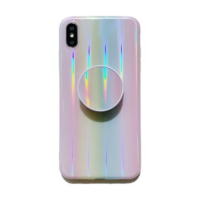 China IMD Eco-friendly Blue Lightweight Cover For iphone Case Rainbow Phone Case High Quality With Elastic Grip Holder For iphone 12 360 Case for sale