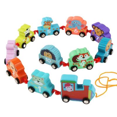 China Wholesale Eco-friendly Material Wooden Train Toy Vehicle Number Kids Farm Animal Small Early Learning Push Toys/Tranquility Toy For Children for sale