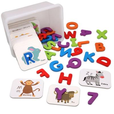 China DIY TOY Wooden Puzzle Educational Learning Toys Child Gift Digital Letters Matching Puzzle for sale