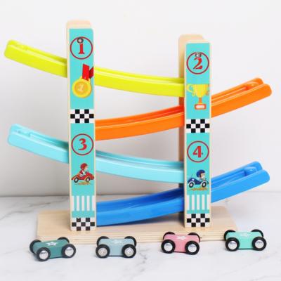 China Amazon Educational Trend Toys 2022 Wooden Layers The Six Of Vehicle Glider Colorful Track Glide Toy Car Intellectual Inertia Children for sale