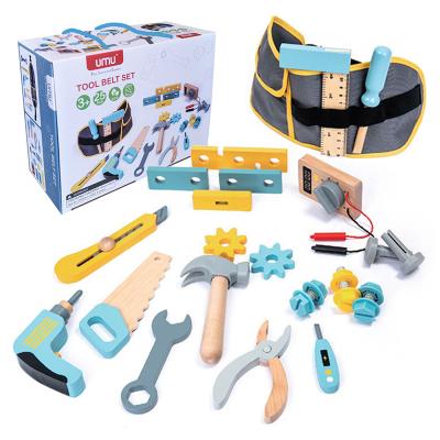 China Early Education 68 Montessori Troubleshooter Game Tools Boy Toy Simulation Chainsaw Wrench Repair Kits Wooden Role Play Educational Toys For Children for sale