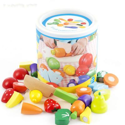 China Toy Food Playset New Early Educational Wooden Fruit Vegetables Cutting Toy Kitchen Toys Food Set For Children for sale