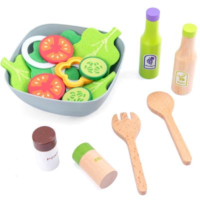 China Eco-Friendly Educational Simulation Kitchen Toys Salad Making Toys Kitchen Pretend Cooking Tools Set For Kids for sale