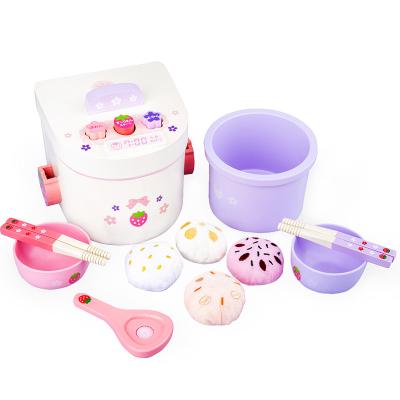 China Eco-friendly Children Pretend Play Rice Cooker Machine Toy Wooden Play Kitchen Set Toy For Kids for sale