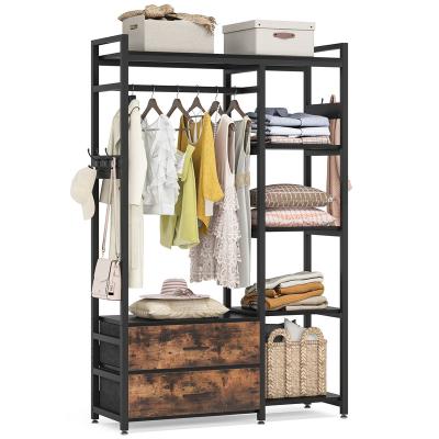 China Tribesigns Adjustable Black Freestanding Closet Organizer (Other) with Shelves and Drawers Clothing Storage for Bedroom for sale