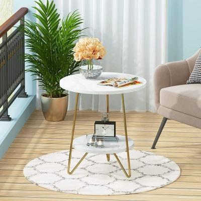 China Tribesign Nightstand Modern White Indoor Round Table Living Room Bedroom And 2 Tiers End Storage Bedside Table for sale