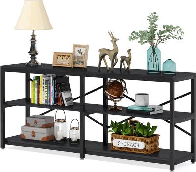 China Storage & Tribesigns Easy Assembly Black Long Console Industrial Sofa Couch Table With 3-Tier Storage Rustic Entryway Table For Living Room for sale