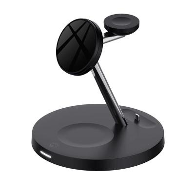 China For Airpods 2021 New Arrival Fast 4 in 1 Wireless Charger Stand For Magsafe Iphone 12 /13 Series iWatch Airpods Magnetic Wireless Charger for sale