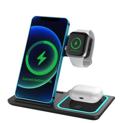 China Wireless Charger For Phone Universal Portable Multiple Smart Folding Charging QC 15W Fast Wireless Charger Phone Holder For iPhone Apple iwatch for sale