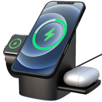 China 2021 New Arrivel Mobile Phone Magnetic 3 in 1 Wireless Charging Stand for Apple iWatch Airpods Wireless Charger for sale