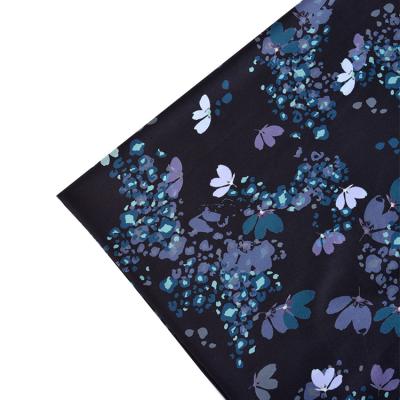 China New Fashion Black Floral Stretch Digital Printing Milk Polyester Tank Fabric Silk Spandex Knitted Printed Fabric For Dress for sale