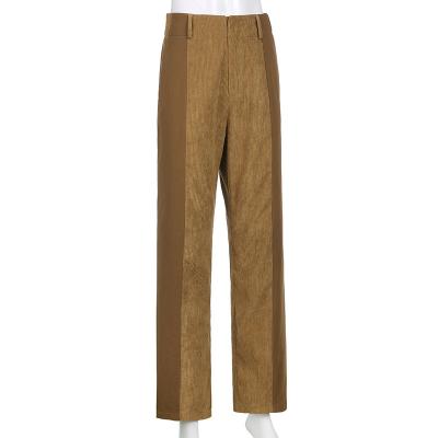 China Breathable Colorful Women Corduroy Pants Splicing Process Straight-leg Pants Women Micro Flare Pants for sale