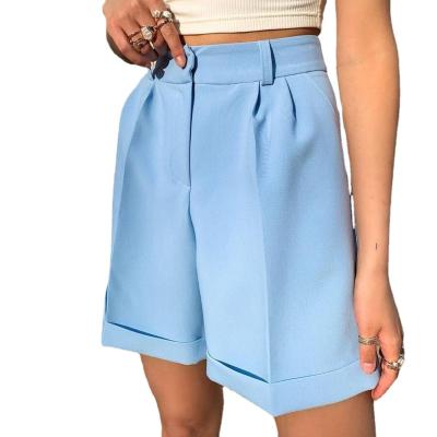 China Breathable All Matching Women Cuffed Shorts Formal Suits Pants Comfortable Cotton Material Straight Short Pants for sale