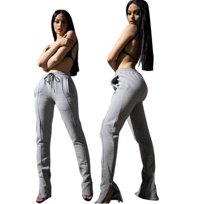 China New Women's High Waist Boot Cut Pant Breathable Material Gary Color Casual Ladies Long Pants Thickened Women Trousers for sale