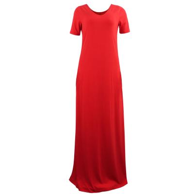 China Breathable Floor Length Dress Ladies Breathable V Neck Casual Dress Solid Color Comfortable Women Dress for sale