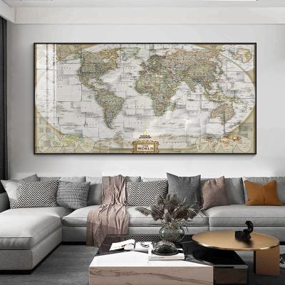 China Large living room sofa decoration painting background sofa retro world map office wall painting Coastal horizontal wall version for sale