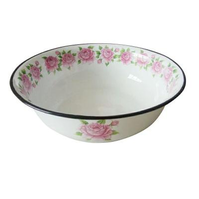 China Sustainable Old-fashioned Household Kitchen Double-Hardware Enamel Vegetable Basin Chinese Style for sale