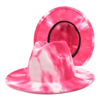 China Men's and Women's Fashion \ Comfortable \ Durable Fedora Hat Flat Brim Wide Brim Custom Tie Dyed All Wool Spring Fashion Jazz Fedora Hats Retro for sale