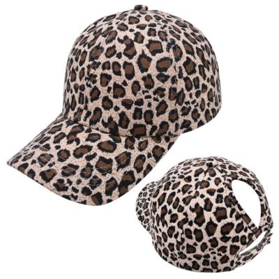 China Pony Baseball Cap Lady COMMON Print Dad Back Duck Tongue Hats Summer Leopard Ponytail Sports Hat Adjustable Baseball Truck Bus Driver for sale