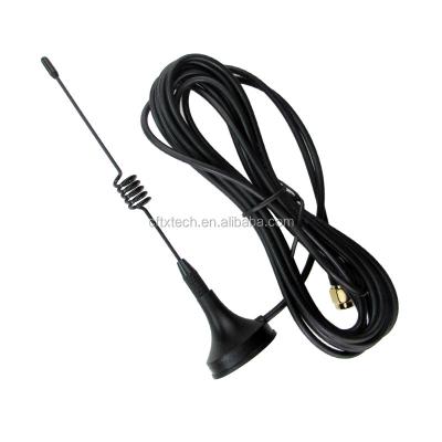 China 433mhz lora sucker antenna with RG174 cable 1m 2m 3m spring antenna SMA male plug magnetic base mount connector CF-433M/150-019S for sale