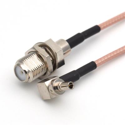 China RF Connector Cable F To CRC9 F Female To CRC9 RG316 RG174 Right Angle Pigtail RF Coaxial Cable CF-F/CRC9-316 for sale