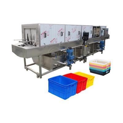 China 36kw Industrial Plastic Crate Washing Machine For Food Container Box Cleaning for sale