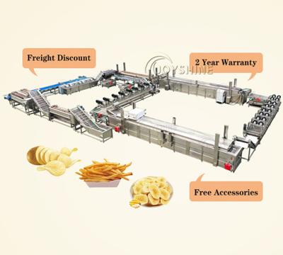 China 58 kw Full Automatic Potato Crisps Line for Making Sweet Frozen French Fries Machines for sale