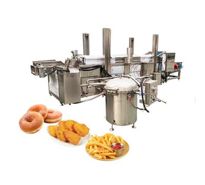 China Automatic Discharge Continuous Frying Machine for Potato Chips Kurkure Pellets and Snacks for sale