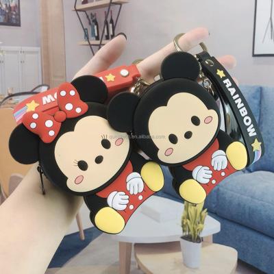 China Manufacturer Soft Silicone Coin Motion Sensing Pinch Earphone Cute Cartoon Bag Mickey Minnie Mini Silicone Wallet Mini Coin Purse for sale