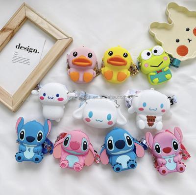 China Motion Sensing Children's Day Gift Kids Silicone Soft Cross - Cute Cartoon Stich Micky Mini Silicone Pouch Zipper Wallet Mini Coin Purse Body Money Bag Child Coin Purse for sale