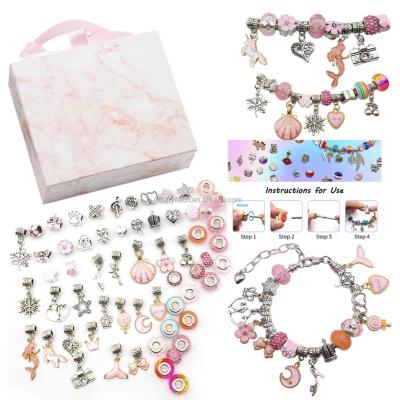 China Unicorn Cute Gift Box Designer Charms For Diy Bracelet Set Of Crystal Bracelet Beaded Diy Children Colorful Souvenir Gifts Promotion Bracelet for sale