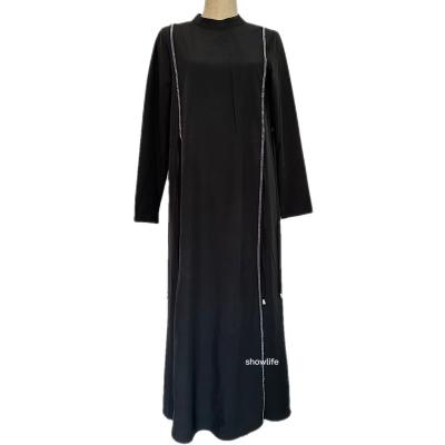 China Modest Muslimah Styling Muslim Dress Kaftan Abaya Robe Diamond-studded Tunic Maxi Dress for sale