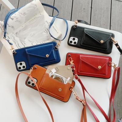 China New Design Anti-fall Cross - Body Leather Purse Wallet Phone Case For iPhone 11 12 Pro Max 2021 Fashion Purse Bags for sale