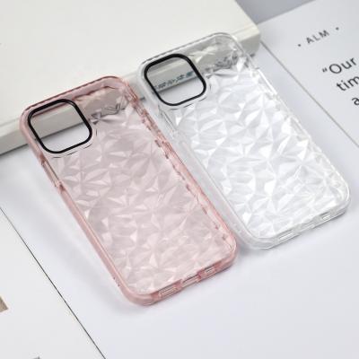 China Irregular Soft Silicone 3D Diamond Pattern Phone Case For Iphone 12 Soft/Shockproof/Anti-fingerprint for sale