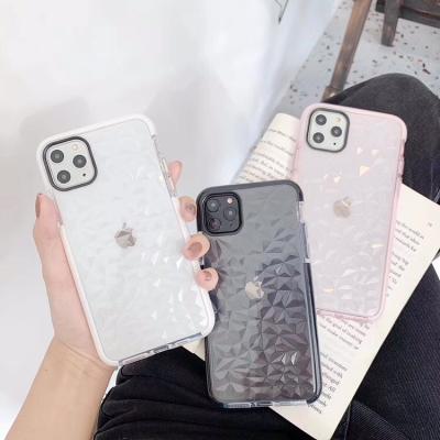 China Multiple Clear 3D Diamond Pattern Phone Cover Soft/Shockproof/Anti-fingerprint Glossy Case For Iphone 11 XR 12 promax color for sale