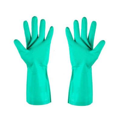 China Guante de nitrilo 18 Mil Kitchen Xxl Guantes de nitrilo Chem Touch con forro flocado verde en venta