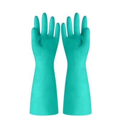 China 22mil Unflocked Nitrile Chemical Resistant Gloves 45CM Industrial Use for sale