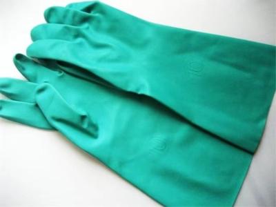 China Anti Leakage Green Nitrile Glove For Chemical Use XL  22 Mil Unflocked for sale