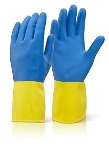 China Het Huishouden van het Biolorlatex Gloves Troep Gevoerde Keukendishwashing Rubberhandschoenen Te koop