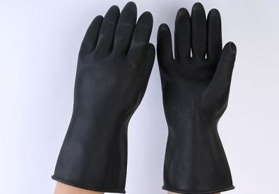 China 31Cm Gebäudereinigungs-Handschuhe Unflocked, das schwarze Gummihandschuh-harte Beanspruchung zeichnet zu verkaufen