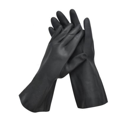 Chine Le troupeau chimique des gants 330mm du néoprène de résistance d'alcali a rayé les gants noirs du néoprène à vendre